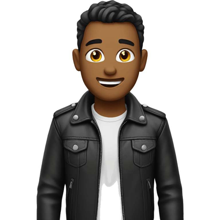 😆 wearing a leather jacket emoji