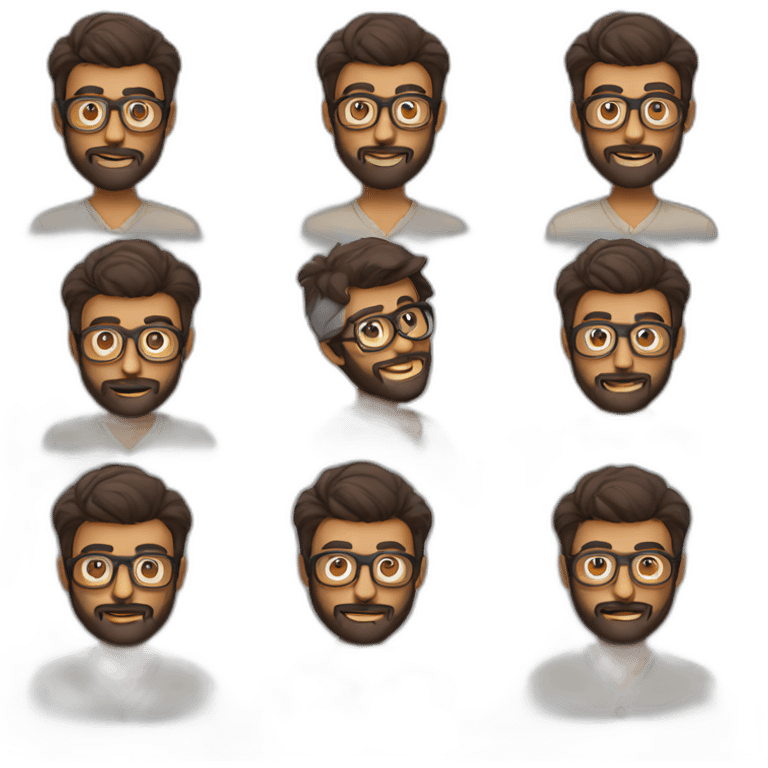 indian-guy-with-beard-and-glasses ONE FACE DIFFERENT VERSION emoji