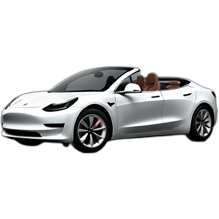 Hyper realistic open top black Tesla Model 3, left side view emoji