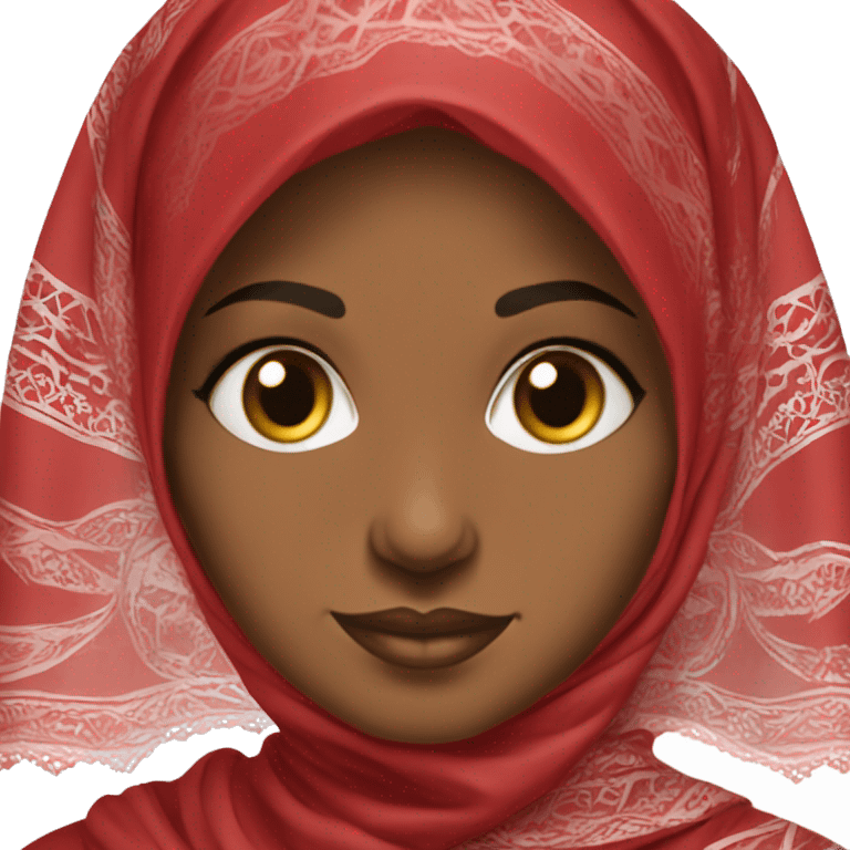 Ultra-detailed African hijabi in beautiful red abaya emoji