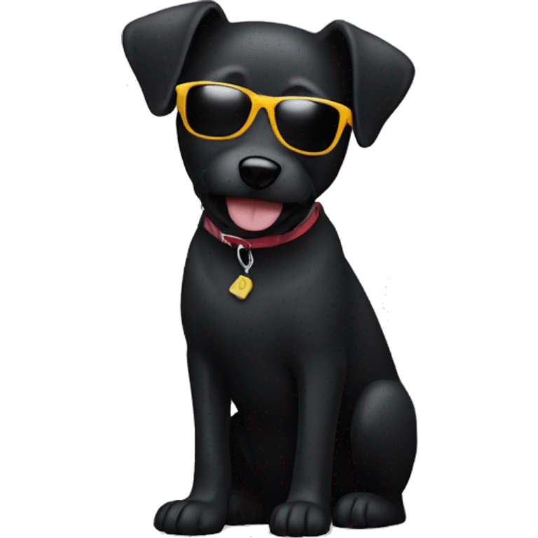 Black dog with sunglasses  emoji