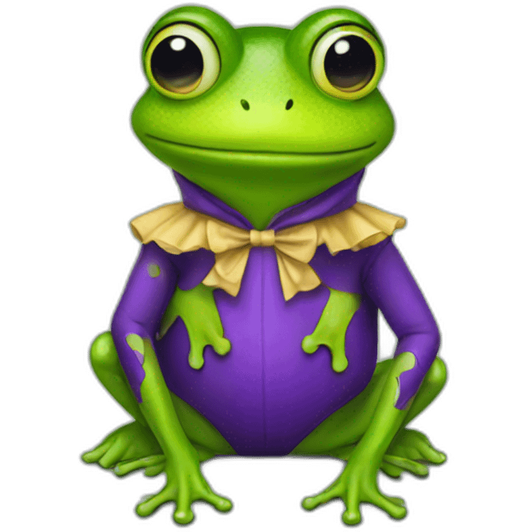 silly frog wearing a halloween costume emoji