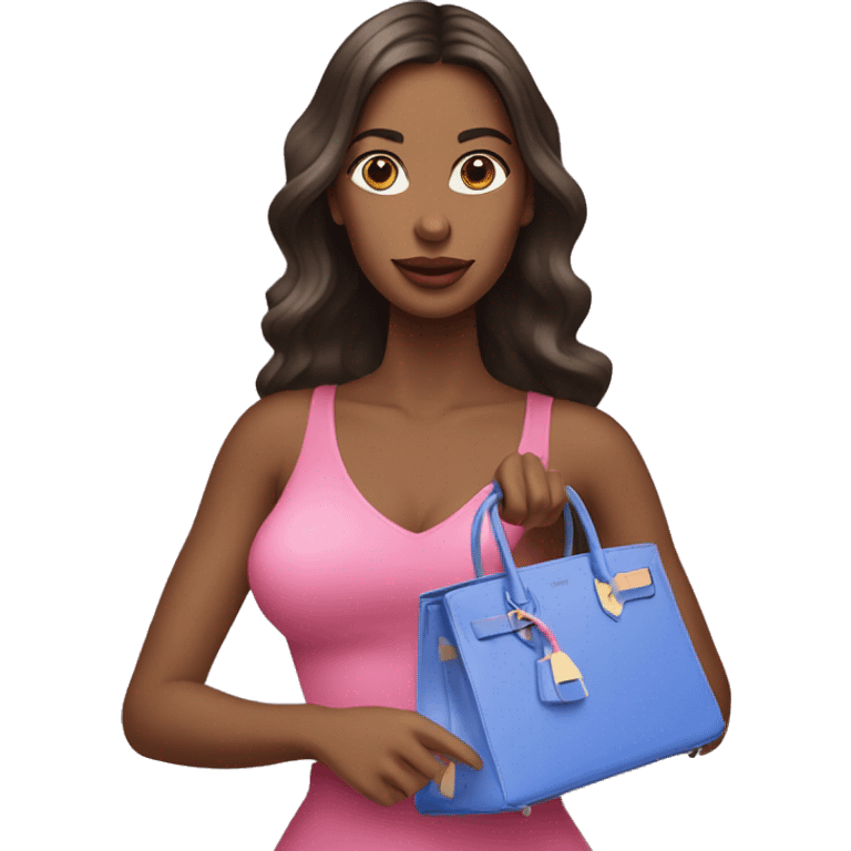 Pretty women holding pink and blue birkin bag emoji