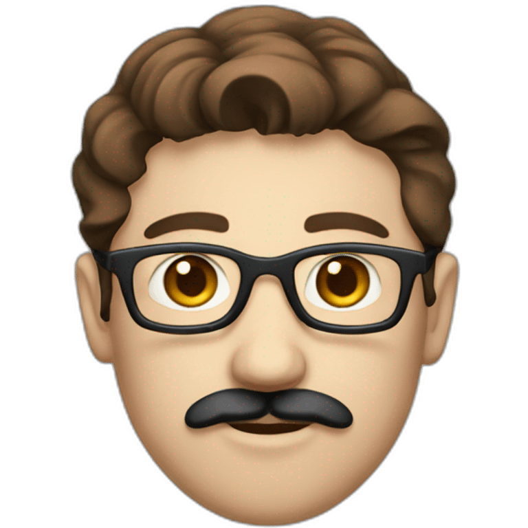 software developer with brown hair and black moustache emoji