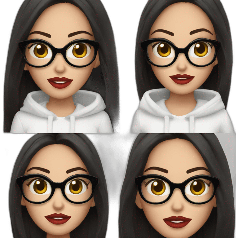 Megan Fox con lentes y suéter blanco pantalón negro emoji