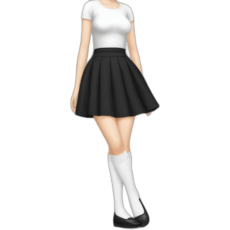 white-knickers-long-white-socks-black-skirt вид снизу emoji