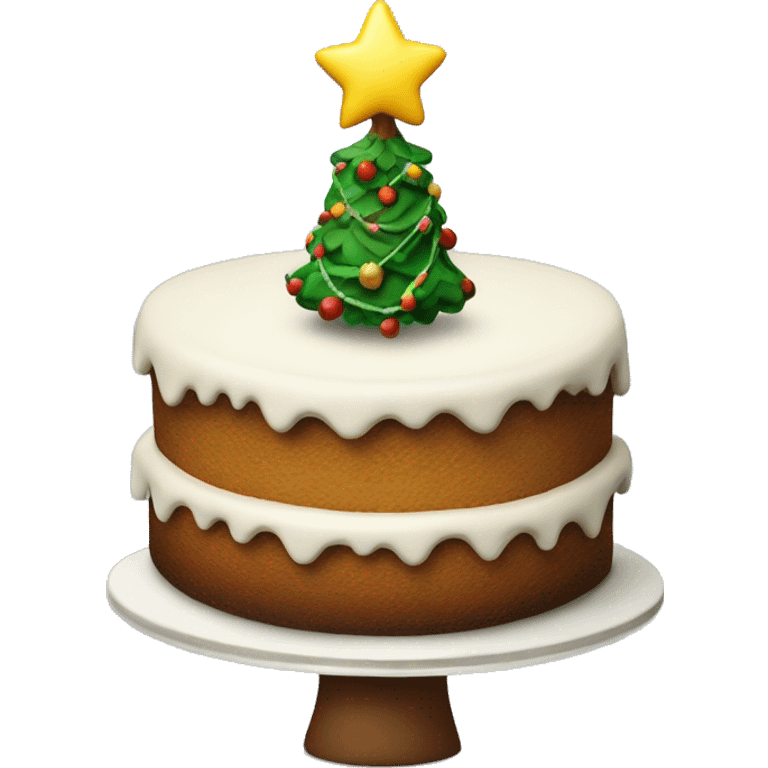 Weihnachtsbaum mit einer Torte als Spitze emoji