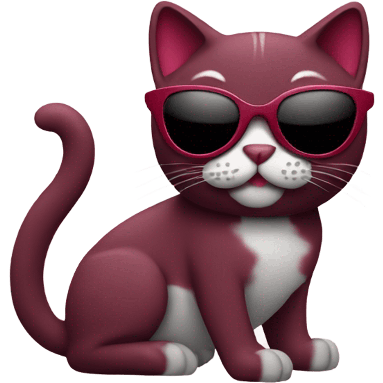 Cat with sunglasses in burgundy color emoji