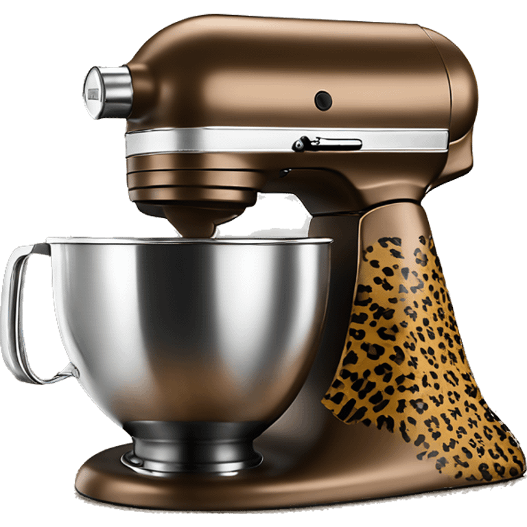 Realistic isolated bronze and leopard print kitchenaid mixer. emoji