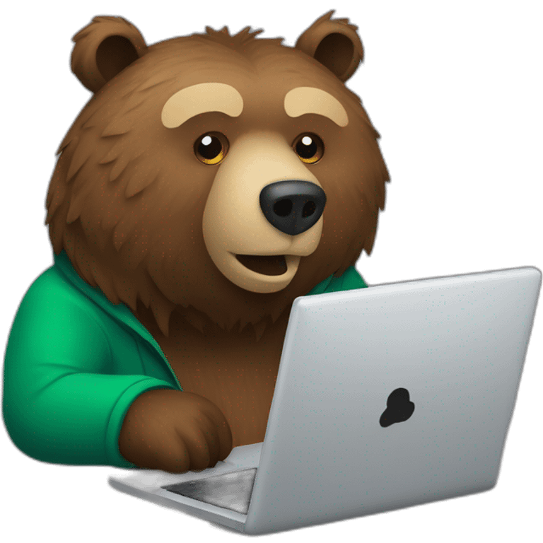 Grizzly bear on computer emoji