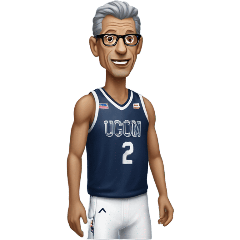 Jeff goldblum in a UConn basketball jersey emoji