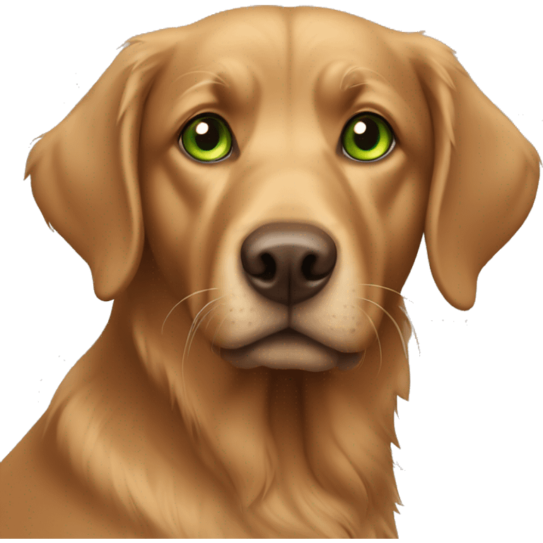 Brown retriever with green eyes emoji