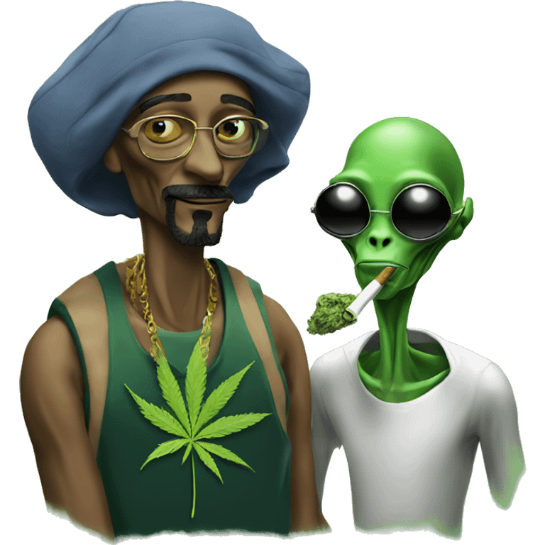 Alien smoking weed with snoop dogg emoji