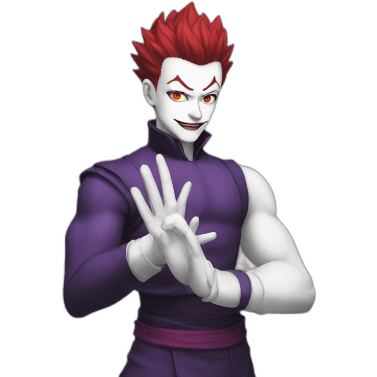 A picture of Hisoka with the name Sarah on his hand emoji