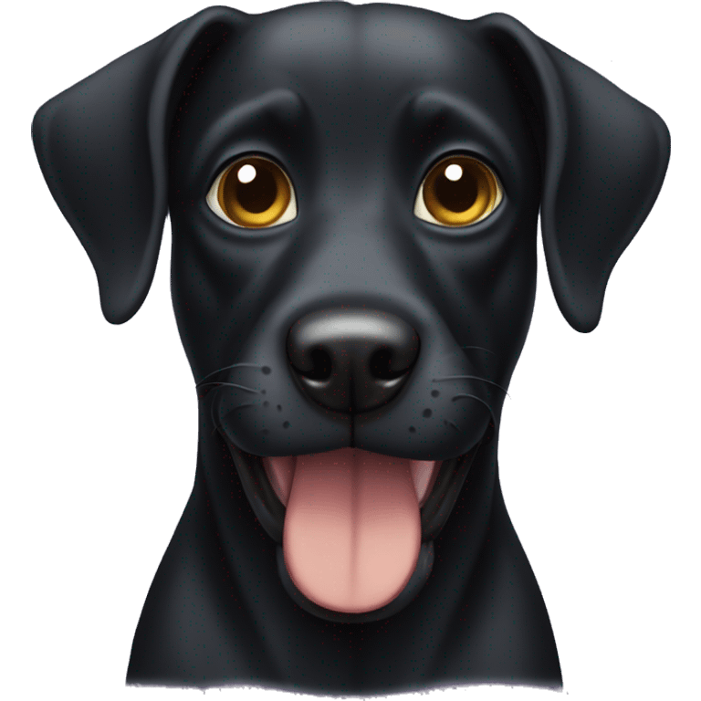 Black dog with ears like dobbie emoji