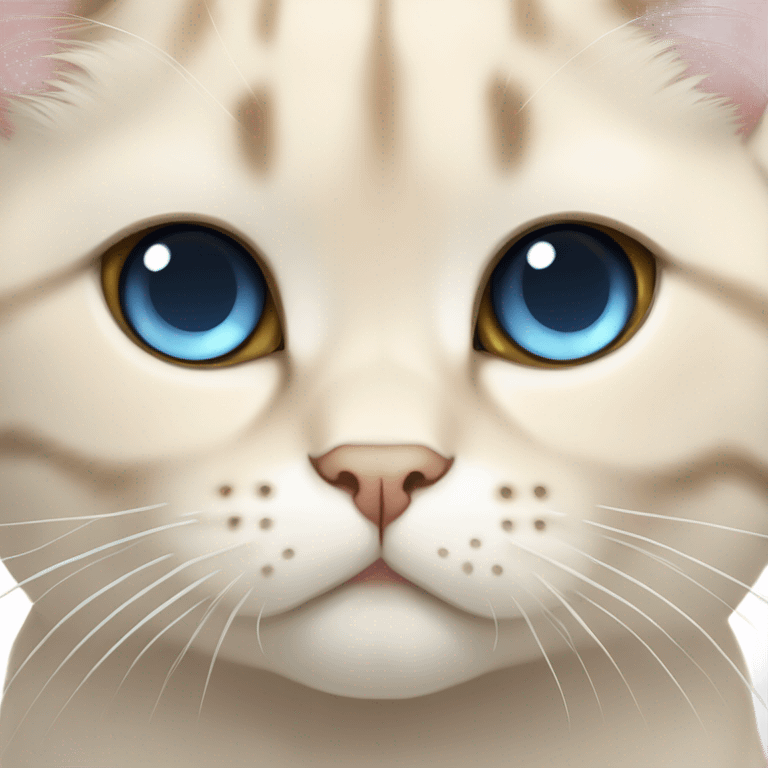 Cream color Scottish fold male cat with light blue eyes emoji