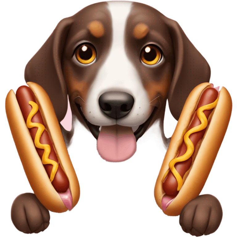 Smiling Hot dog holding a dog emoji