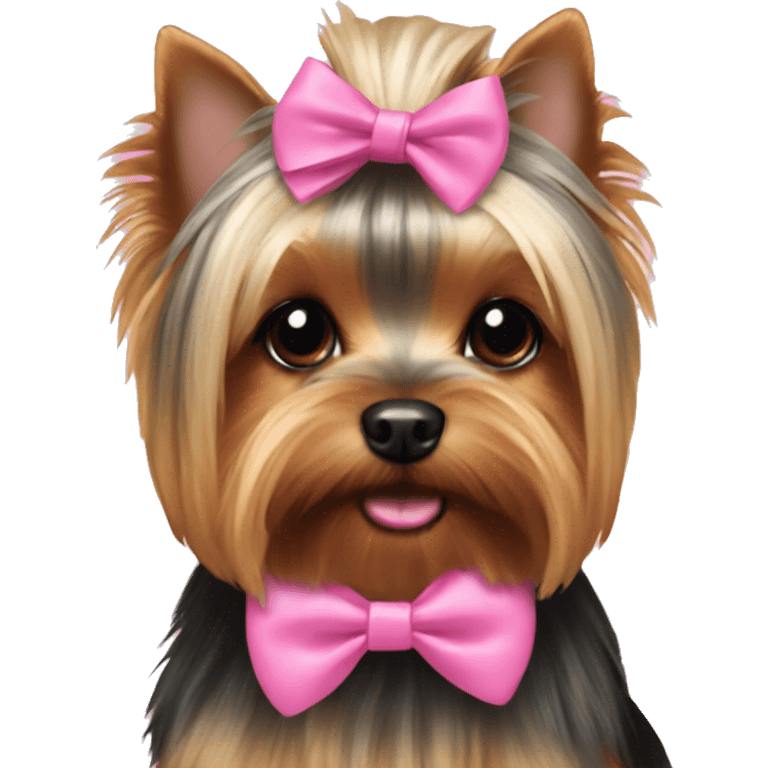 Yorkie with pink bow on head emoji