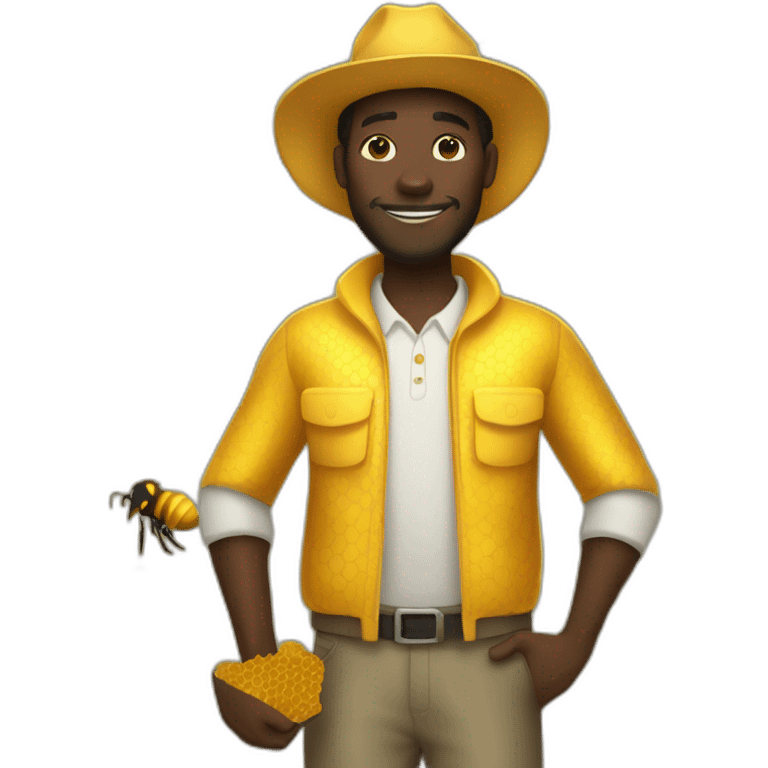 Tall black man beekeeper with honeycomb full body emoji