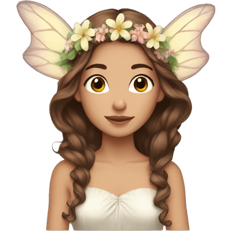 Beautiful fairy brown hair flowers emoji