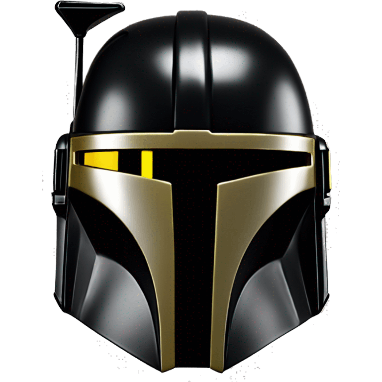 Gloss black and yellow mandalorian helmet with one antenna emoji