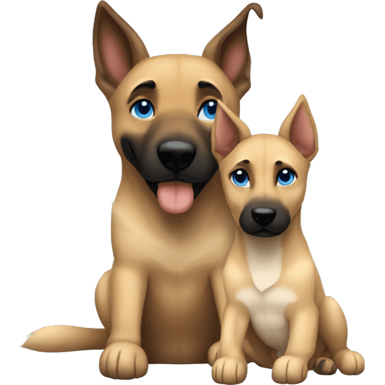 blond boy blue eyes cuddling a malinois emoji