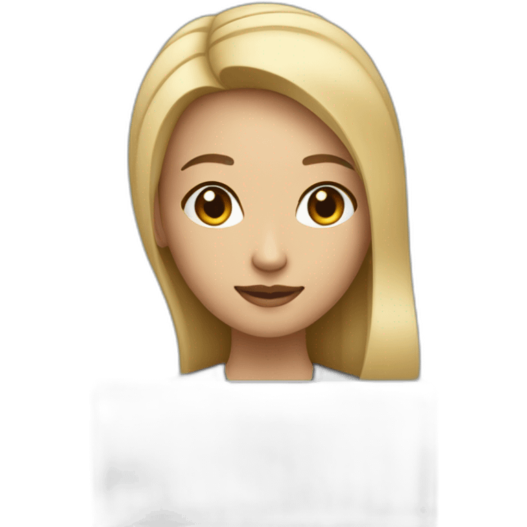 blonde asian female software engineer with Macbook on the side emoji