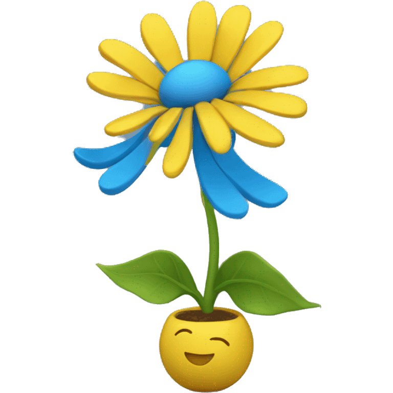 yellow flower with 3d blue body dancing emoji