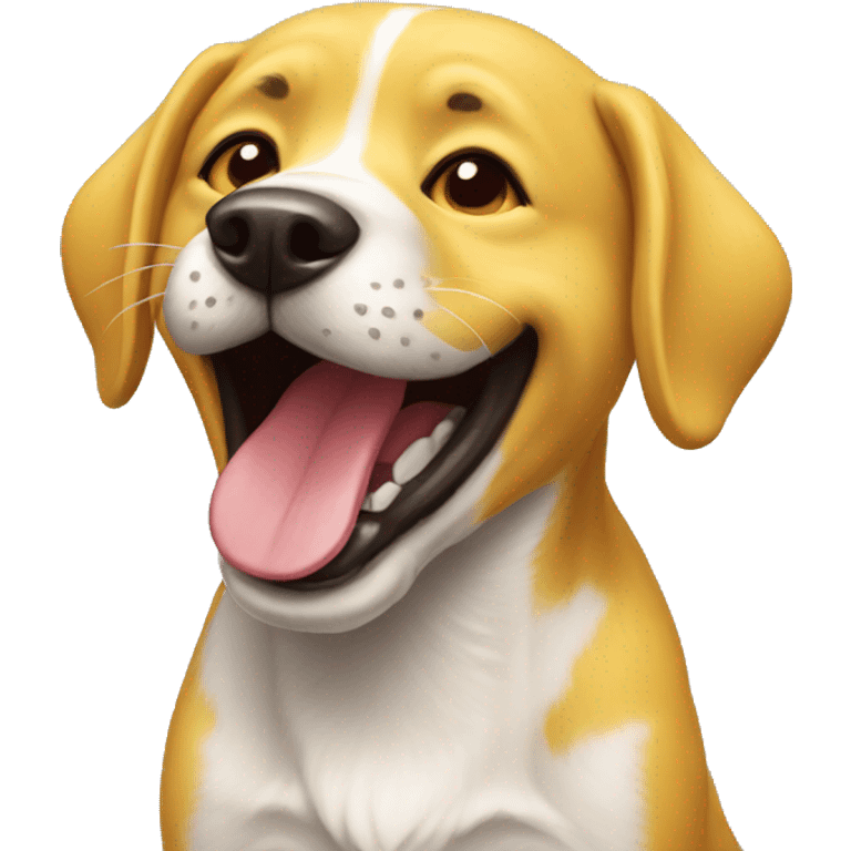 giggling dog yellow emoji