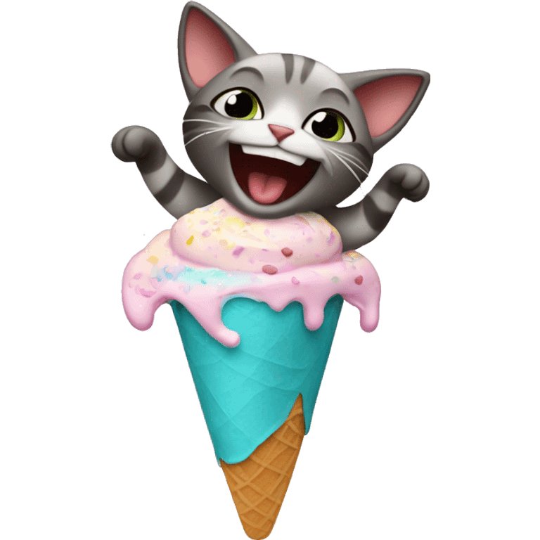 a cat dancing in ice cream emoji