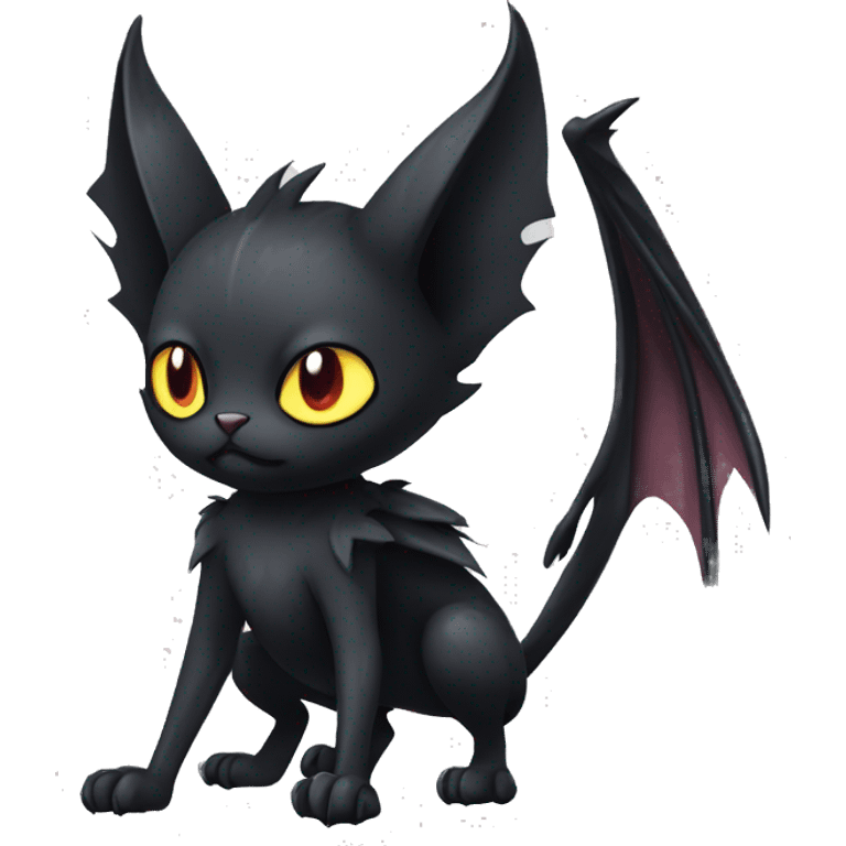 Black Edgy Gothic Bat-winged Litten-Bat-cat-Fakemon full body emoji