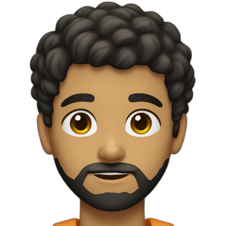 teenager with black beard olive skin and black wavy medium short hair emoji