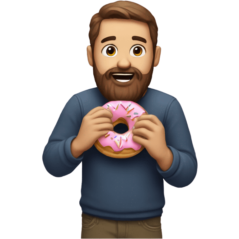 Bearded man eating a donut emoji