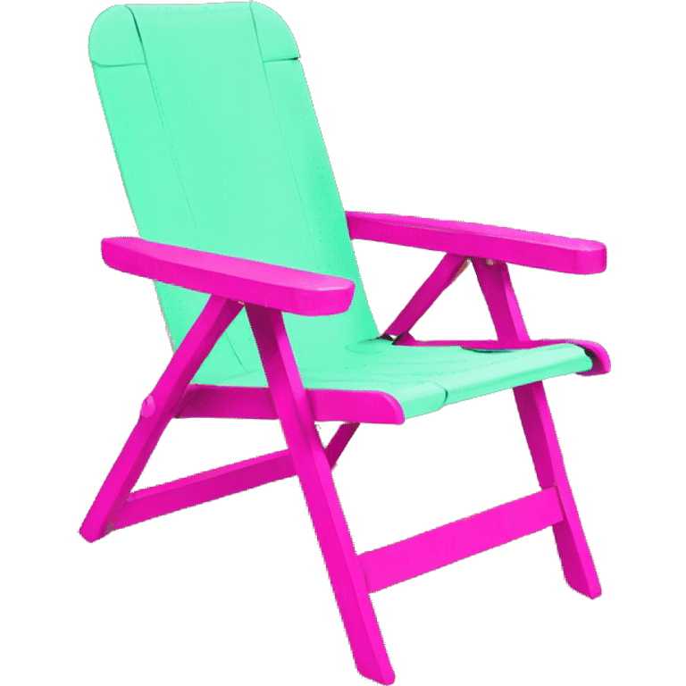 Realistic mint green and hot pink folding outdoor lawn chair. emoji