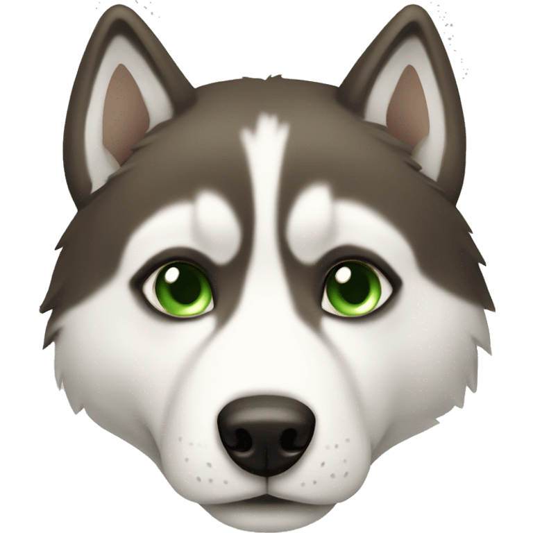 Brown EYES husky with green collar emoji