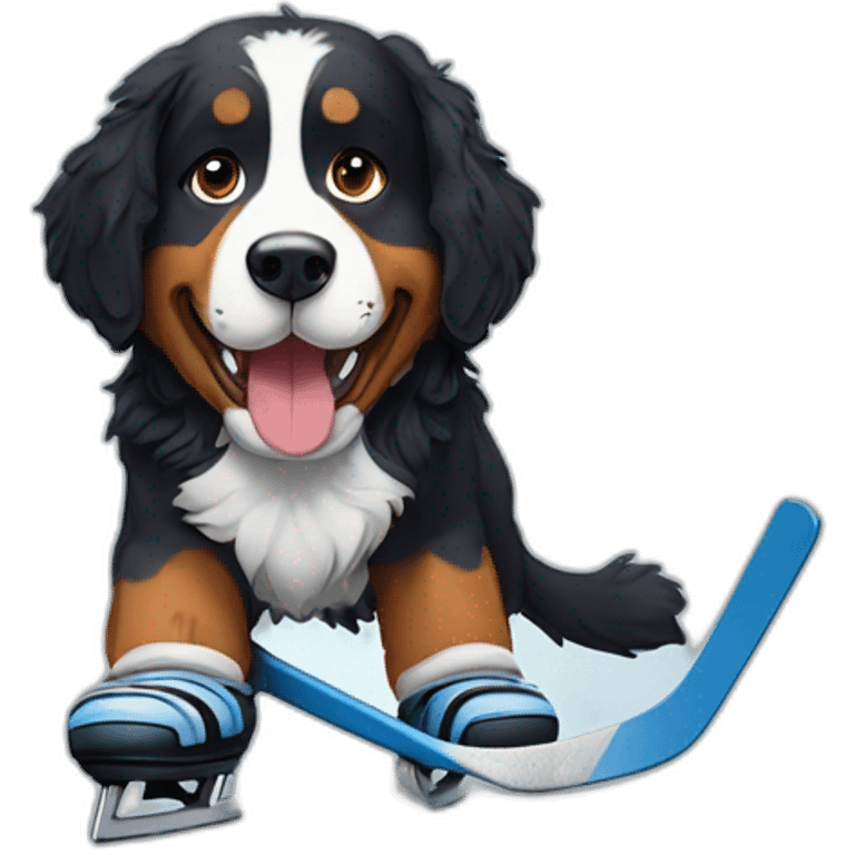 Bernese mountain dog playing ice hockey emoji