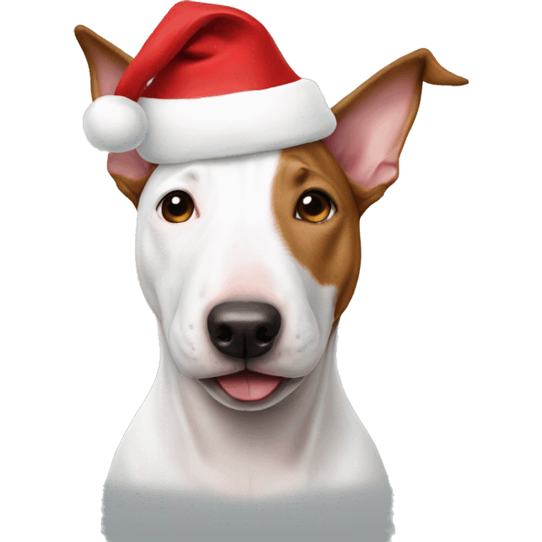 Bull terrier with Santa hat emoji