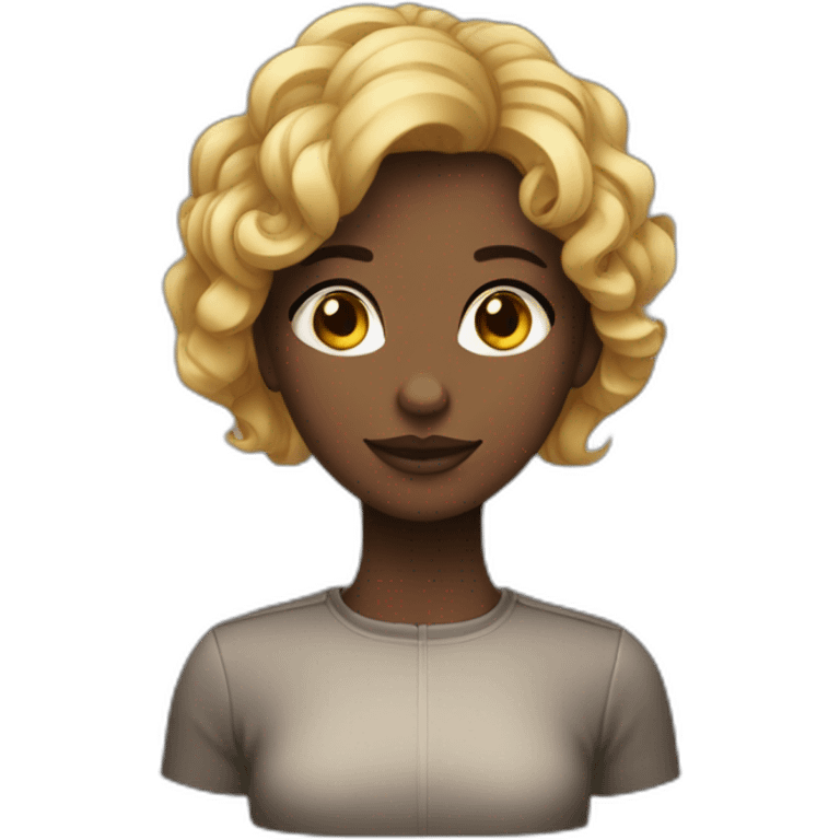 une fille avec des cheveux noi et yeux noirs emoji