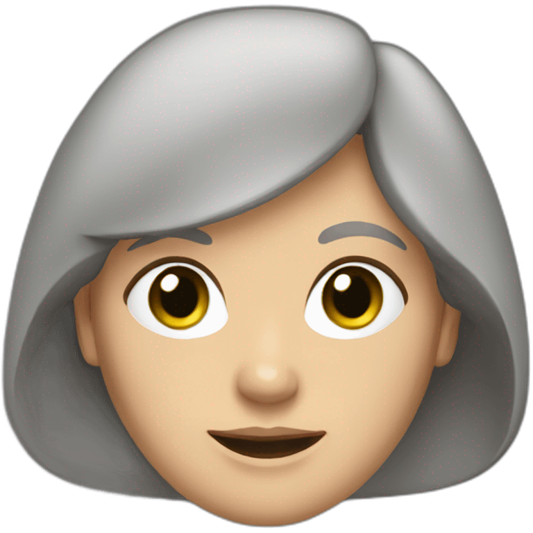 28 old women, white skin, long brown hair, green eyes, red shirt in a gray jacket emoji