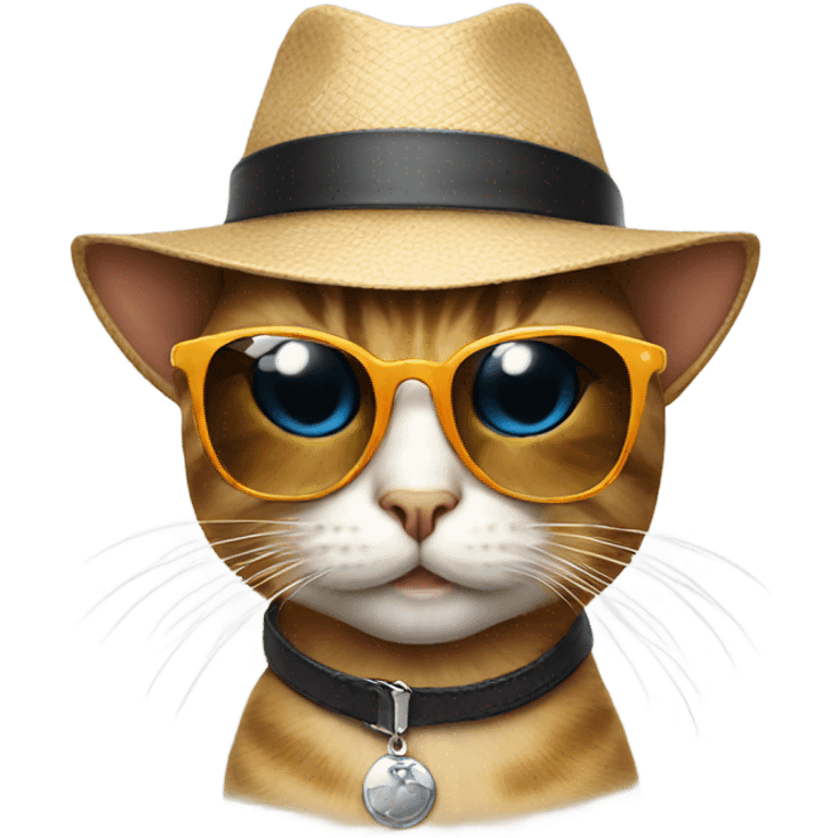 Cat with sunglasses with a hat one emoji