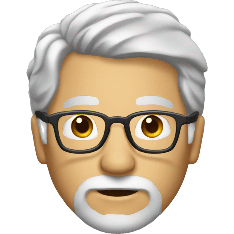 Mature man with gray hair and beard and glasses emoji