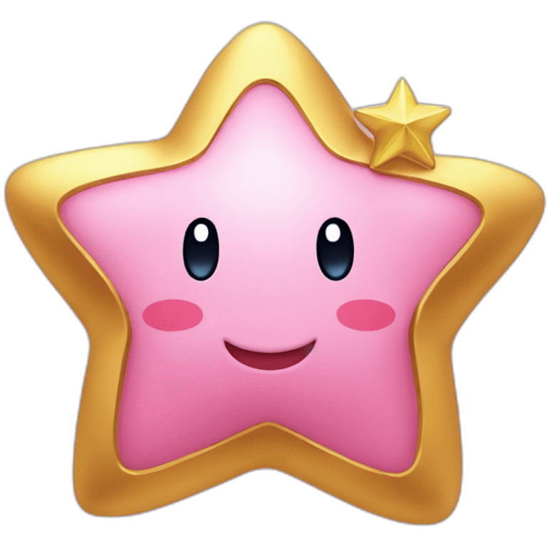 cute happy Kirby holding a golden star emoji