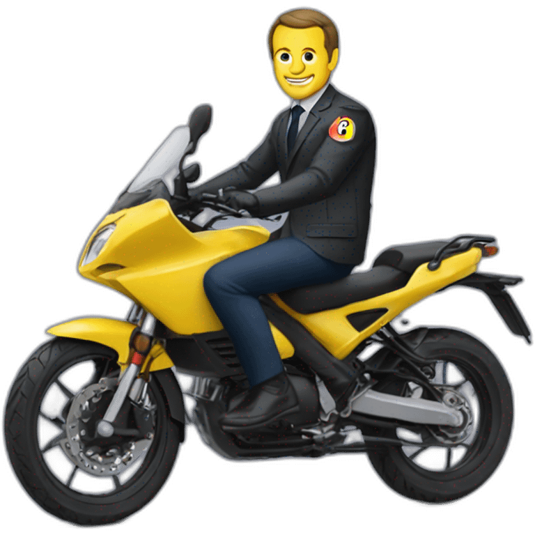 Macron sur une moto emoji