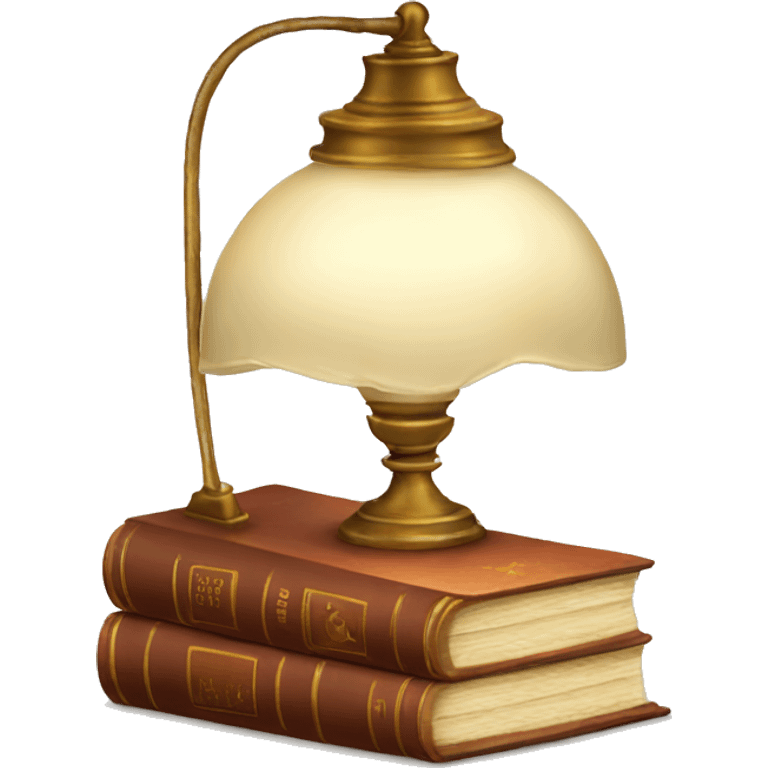 vintage lamp with open book emoji