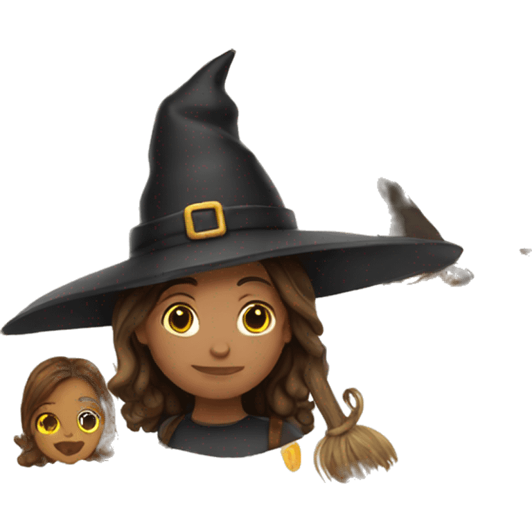 Brown hair Witch with a Girl emoji