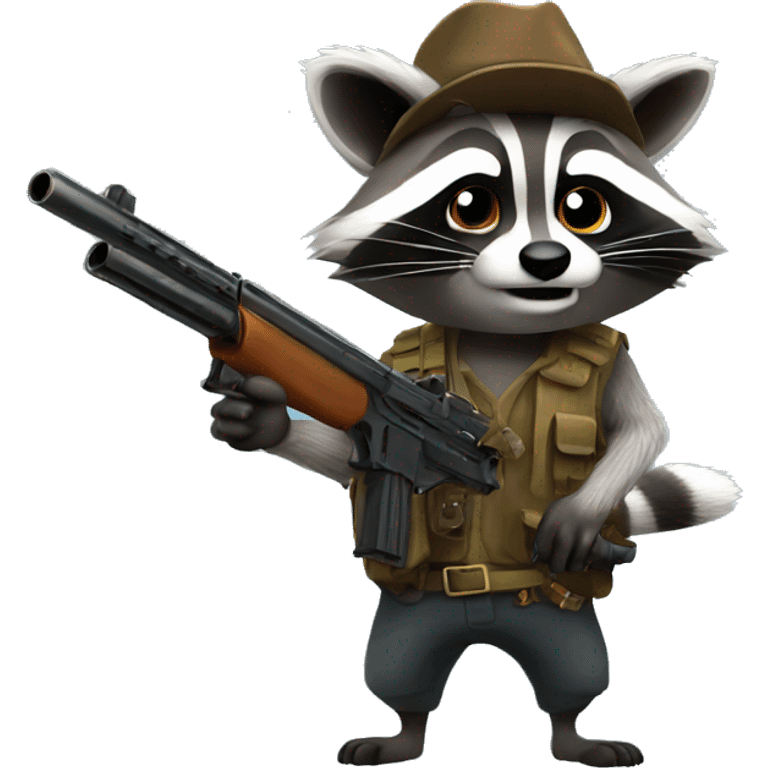 Raccoon with gun emoji