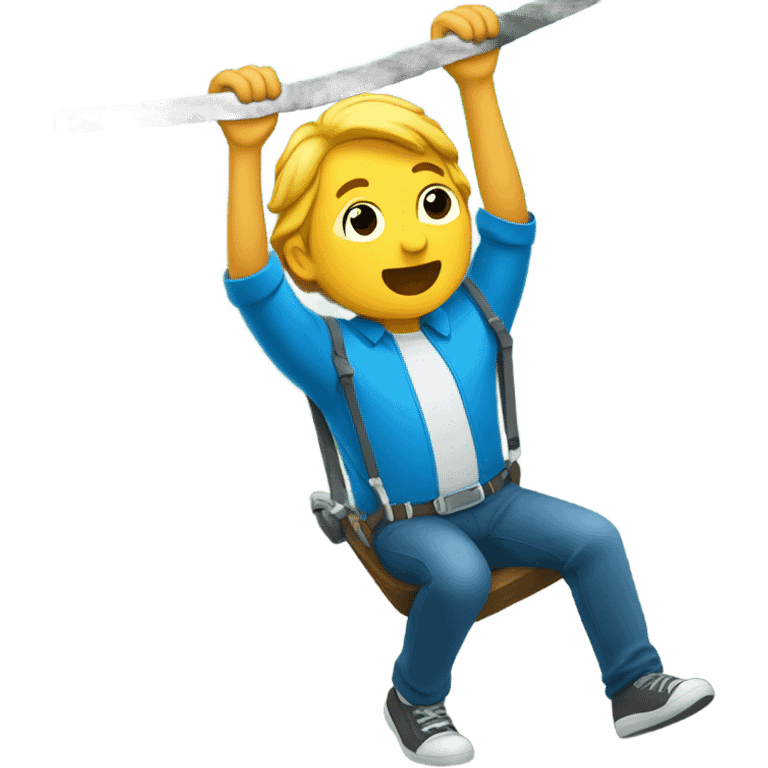 Guy hanging from zip line wearing blue shirt  emoji