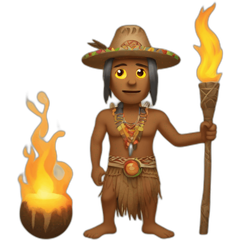 Aboriginal shaman with a torch in his hand emoji