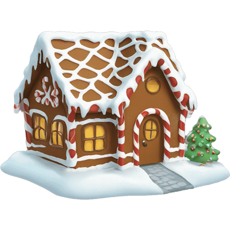 Gingerbread house in snow emoji