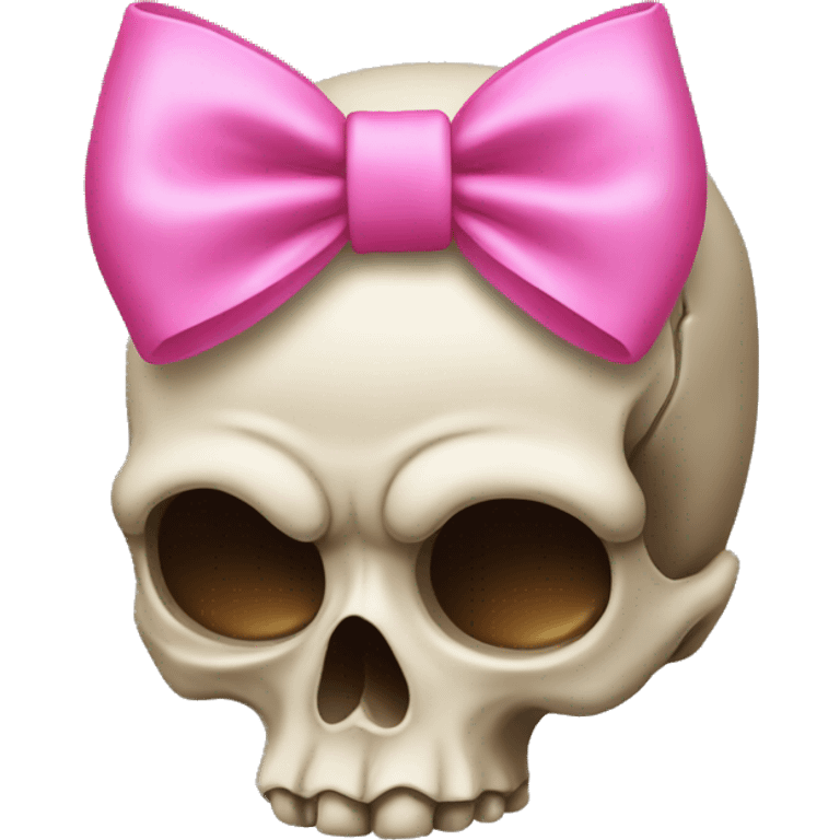 skull emoji with a pink bow on its head emoji